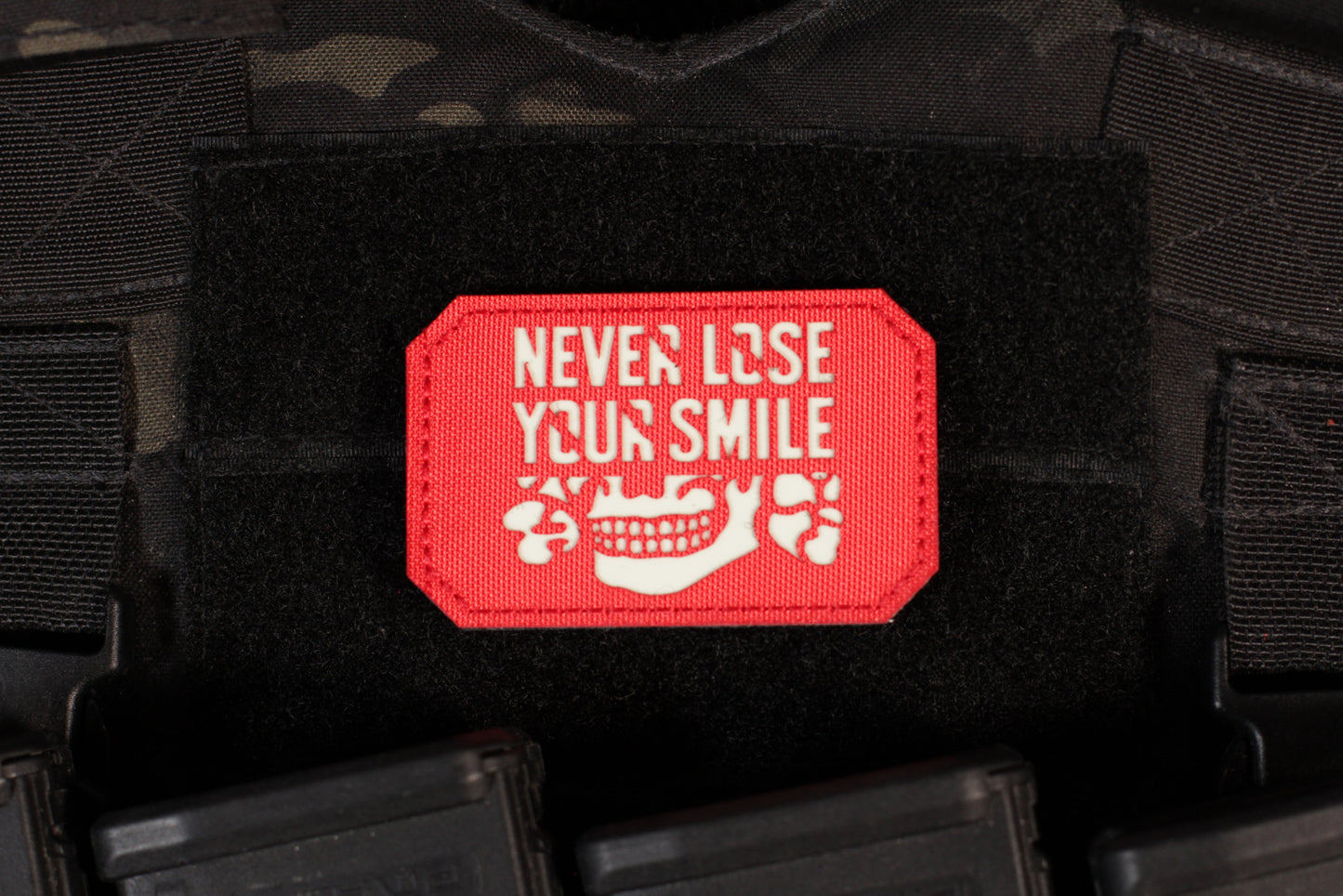 Never Lose Your Smile Red Glow In the Dark Patch