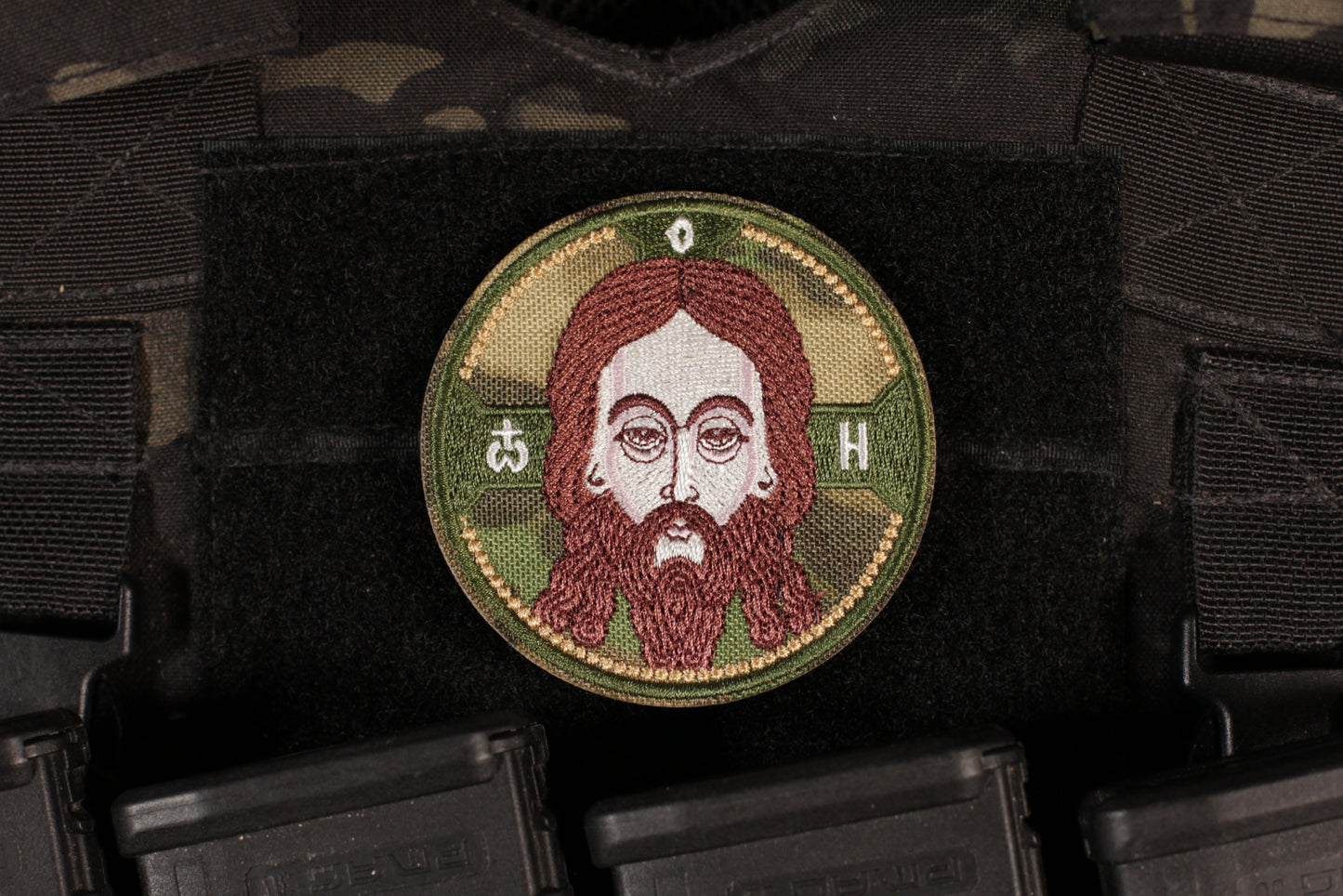 Jesus Russian Orthodox Round Tactical Patch Atacs