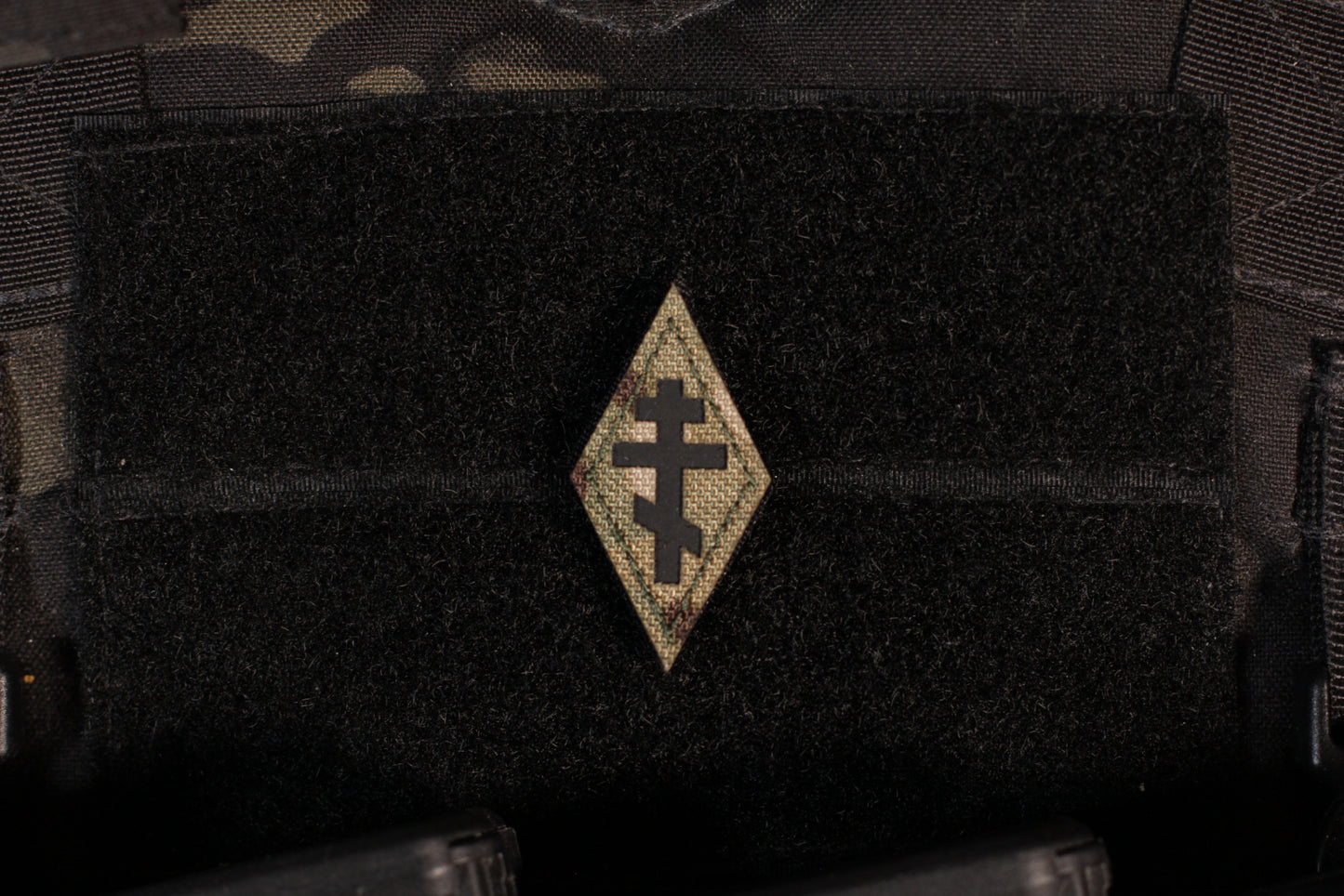 Russian Orthodox Cross Laser Cut Multicam IR Reflective MINI Patch