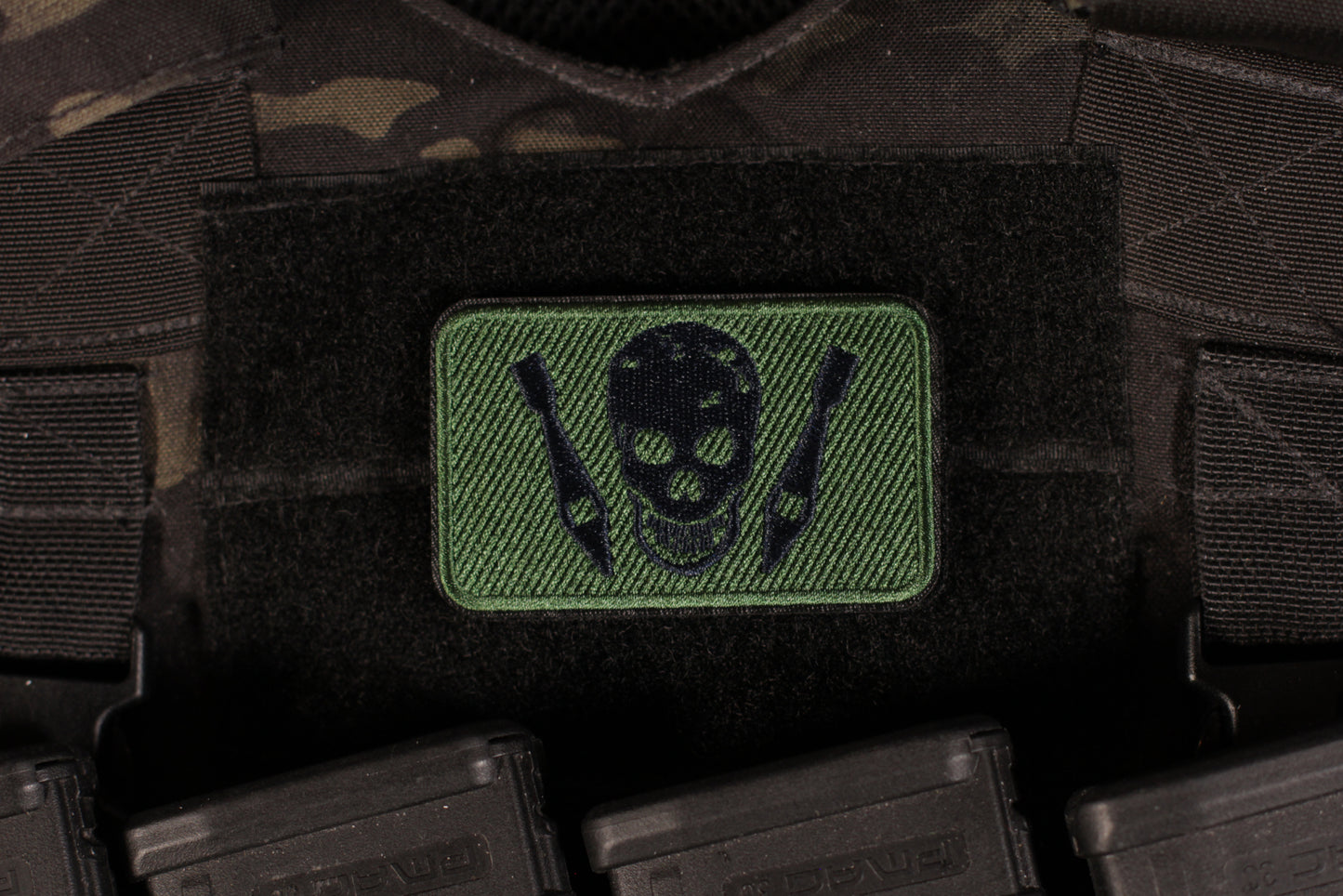 Reverse Side Of The Medal Tab Patch Green & Black