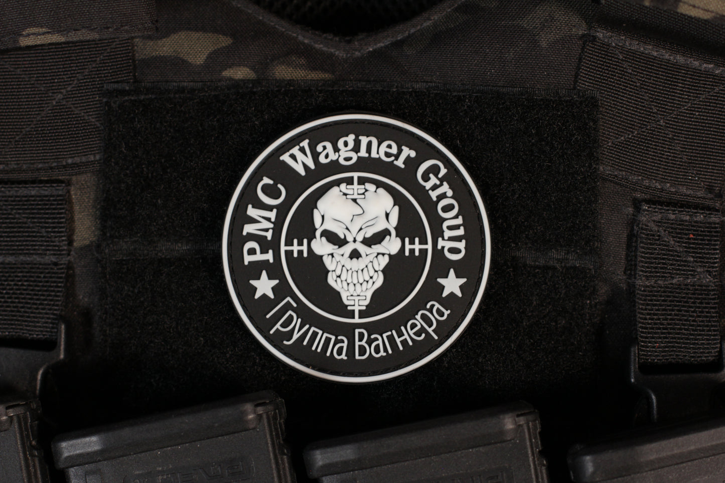 PMC Wagner Group Logo Black & White Glow In The Dark 3D PVC Patch