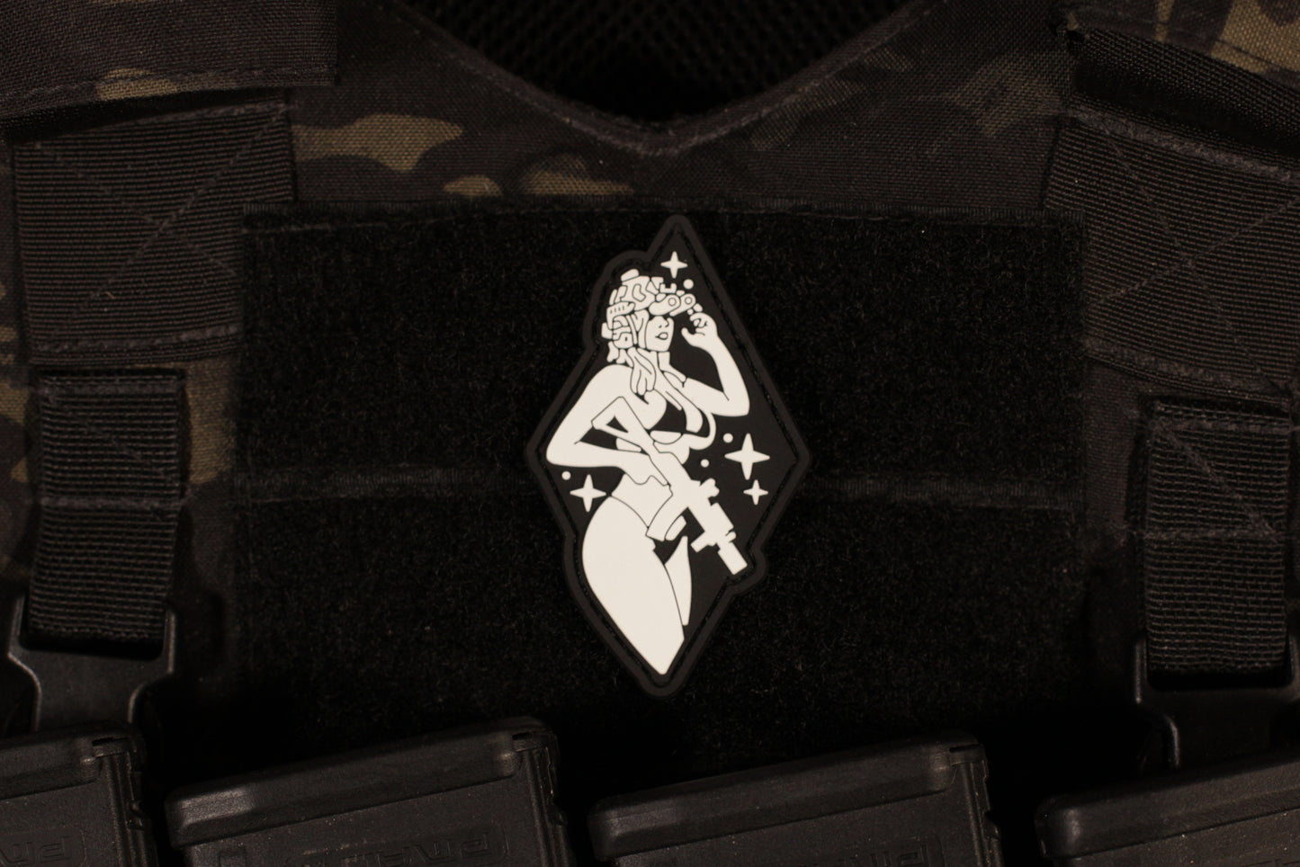 Action Observation PVC Patch Tactical Girl Black & White