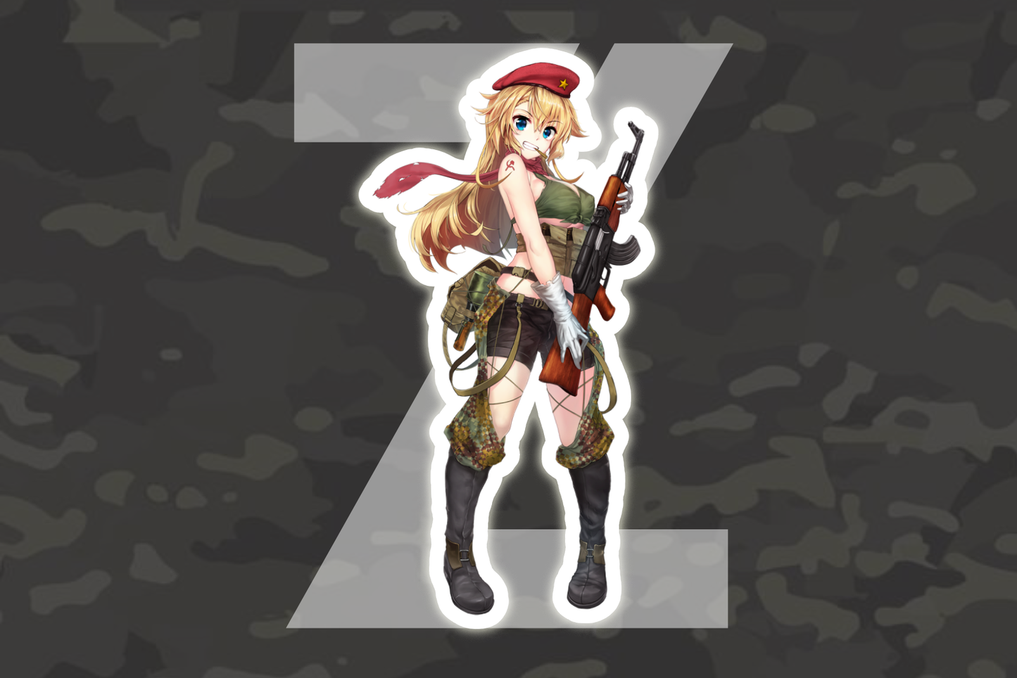 Girl AK47 Anime Bumper Sticker Premium Vinyl
