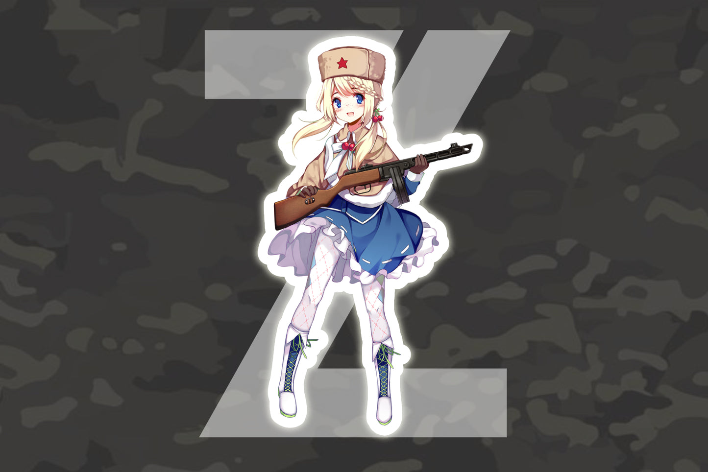 Girl PPSh-41 Anime Bumper Sticker Premium Vinyl