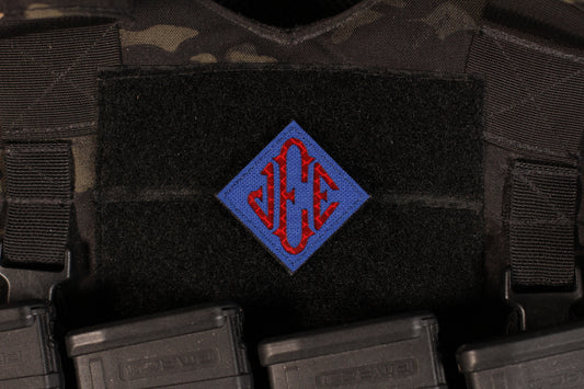 Jeff Ep. Monogram Laser Cut Navy Blue & Red Reflective Patch