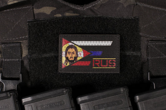 Jesus Russian Orthodox Flag Laser Cut Black Cordura Patch Reflective