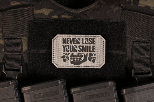 Never Lose Your Smile IR Laser Cut Wolf Grey Patch