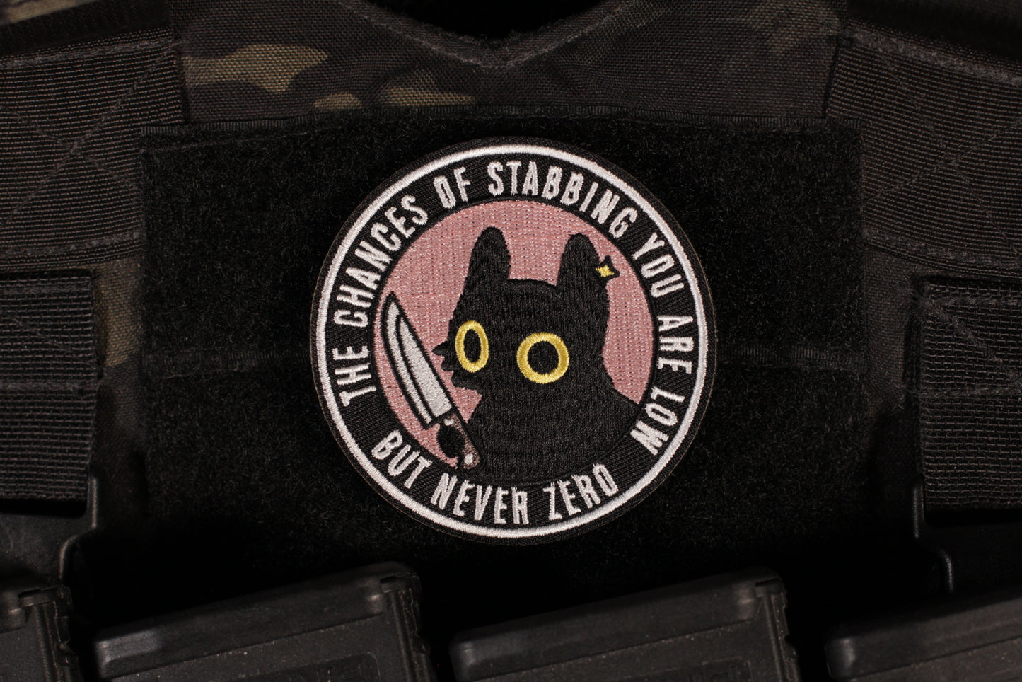 Niggine Cat The Chances Of Stabbing You Are Low But Never Zero Patch