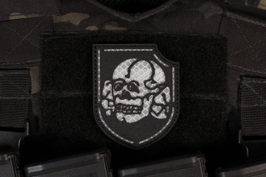 Skull Of Peace Reflective Patch Black & White