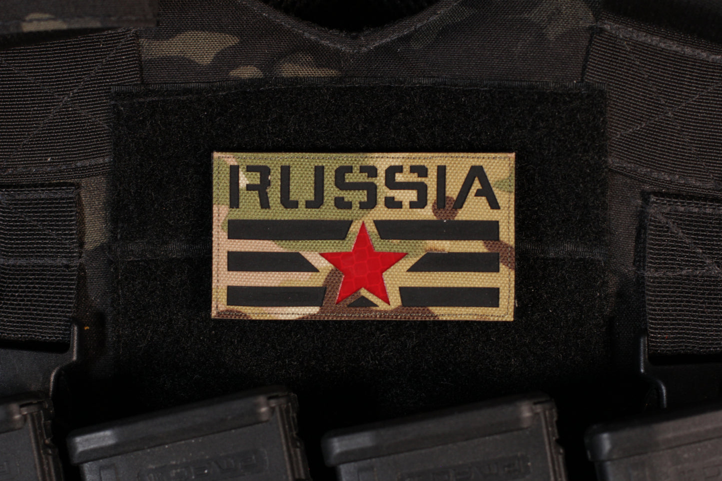 Russia Flag IR Red Star Reflective Laser Cut Camo Patch