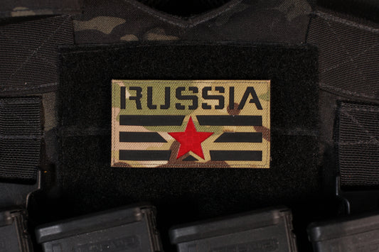 Russia Flag IR Red Star Reflective Laser Cut Camo Patch