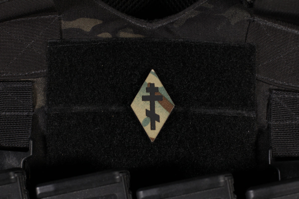Russian Orthodox Cross Laser Cut Multicam IR Reflective MINI Patch