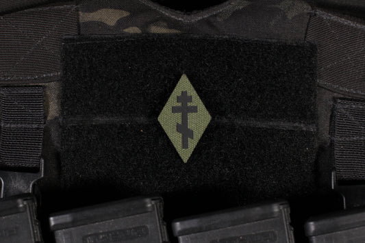Russian Orthodox Cross Laser Cut Ranger Green IR Reflective MINI Patch