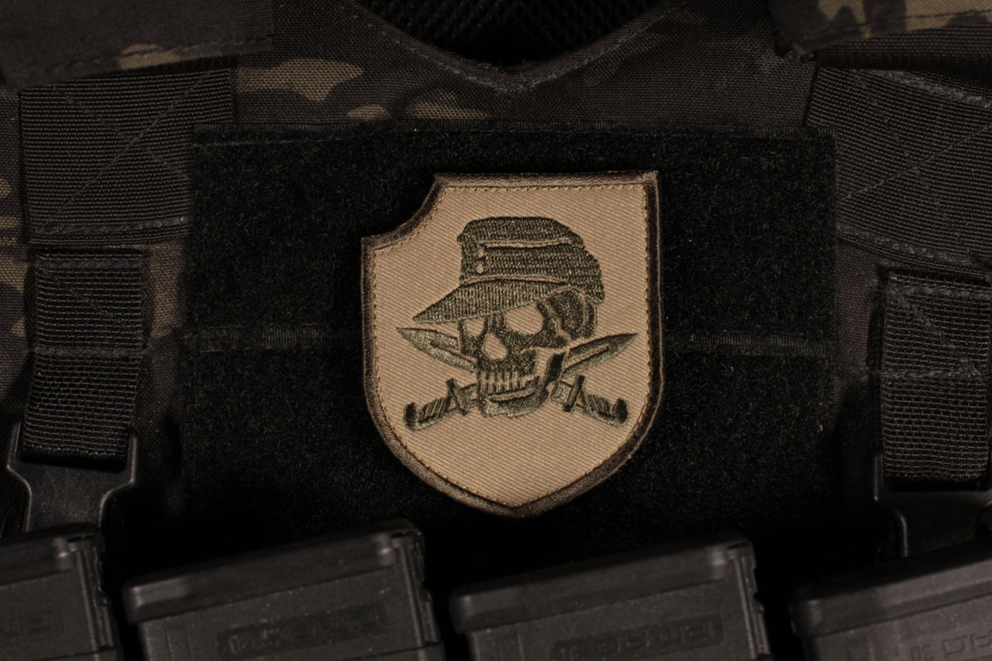 Skull Of Peace & Knives Division Patch Tan & Green