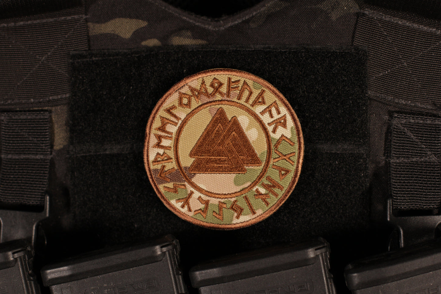 Valknut Symbol & Runes Round Camo Russian Military Morale Patch